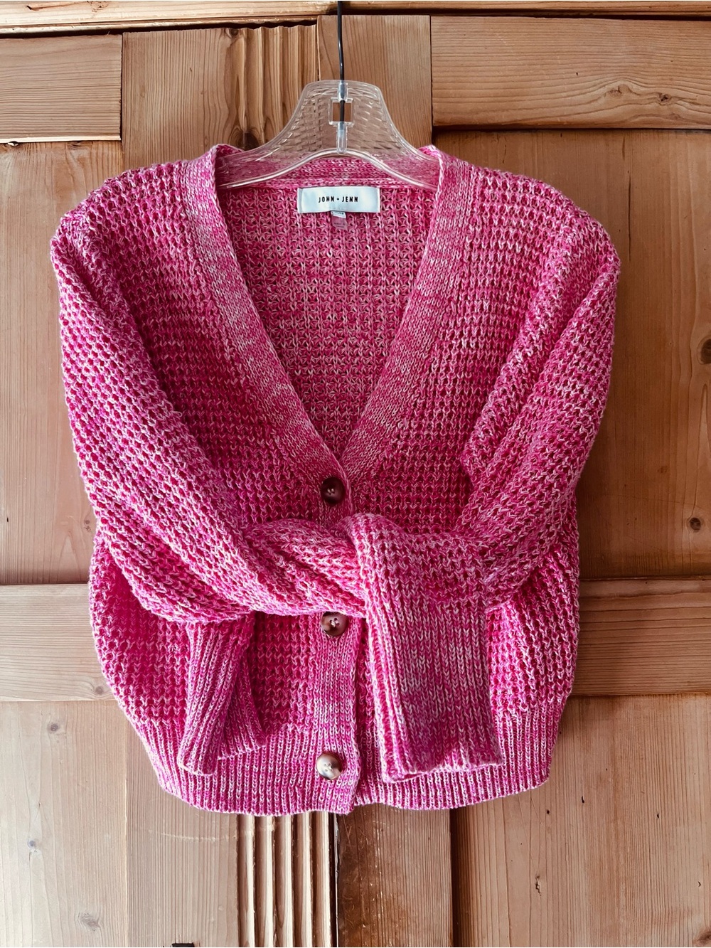 Pink loose knit cardigan